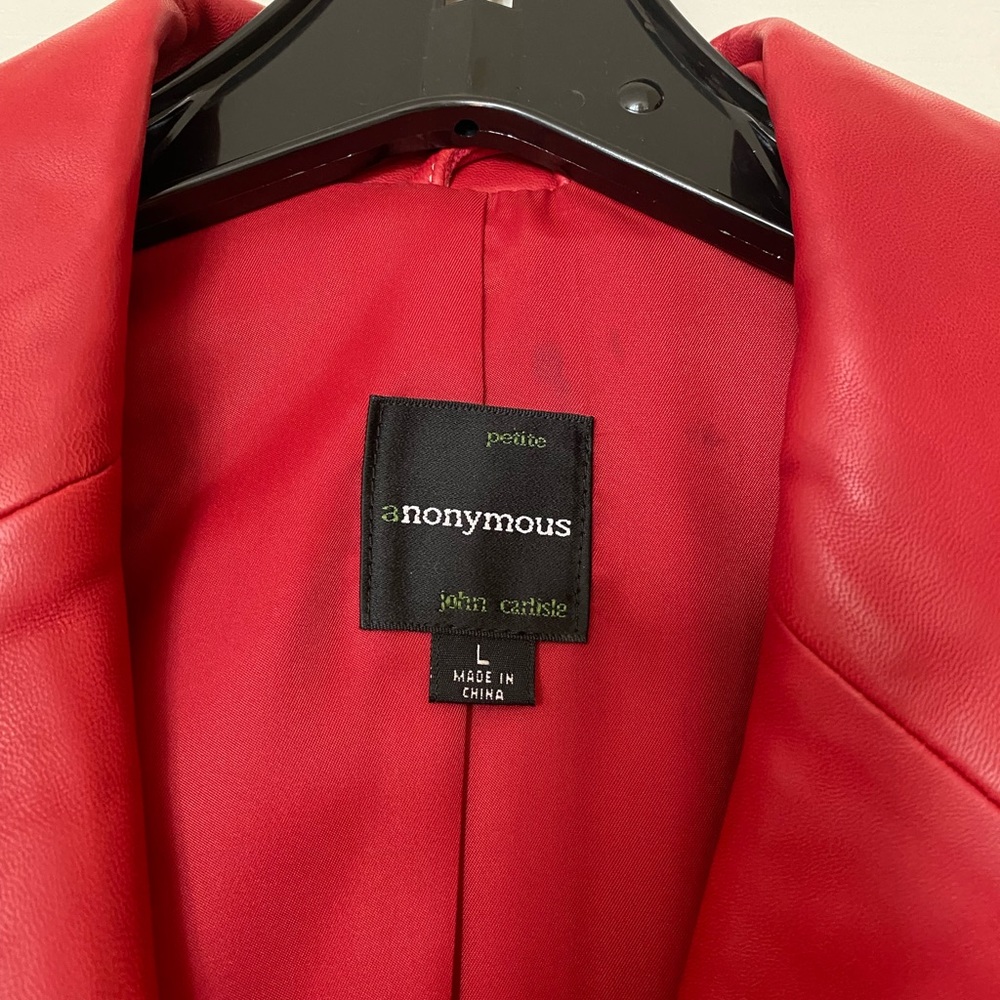 Petite LARGE red leather jacket